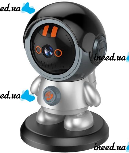 Wireless Baby Monitor Wi-Fi IP Surveillance Camera ESCAM PT302 Cosmonaut with Motion Sensor and Call Function, Rotary Baby Monitor 2K Gray