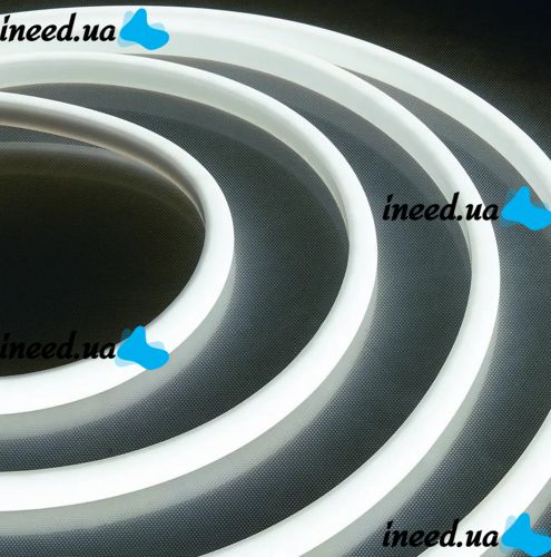 Светодиодная силиконовая лента Led Neon 0719 Белая 5 м неоновая гибкая подсветка в силиконе с блоком питания от сети 3000К IP65 12V-220V White