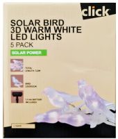 Садовая гирлянда Garden Line SOL6063 3.2 м 5 LED фонариков на прищепках, светильники Птички Solar Bird 3D на солнечной батарее для сада Теплый белый