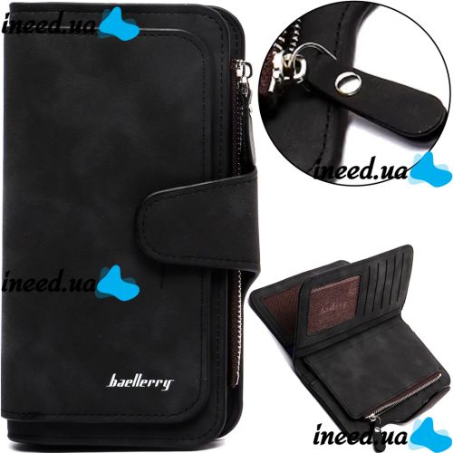 Женский замшевый кошелек Baellerry Forever N2345 Black женское мини портмоне на 10 отделений для купюр и мелочи 19х10.5 см Черный