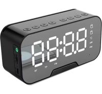 Зеркальные часы с колонкой Fleco BT Q5 Bluetooth с LED подсветкой и подставкой для телефона, блютуз колонка с часами LS-Q5 с термометром
