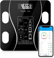 Электронные напольные фитнес весы Digital A-8003 Black до 180 кг c Bluetooth и приложением на телефон, Черные умные смарт весы с Led дисплеем
