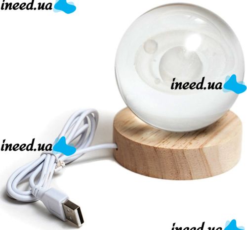 Хрустальный шар-ночник Сатурн 3D Creative Visualization Lamp M-8062S светодиодный LED ночник, стеклянный шар светильник на аккумуляторе от USB 
