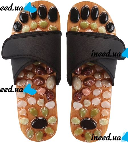 Массажные ортопедические тапочки jade health massage shoes BH-SMS-04 с акупунктурным эффектом для стоп ног, шлепанцы для массажа 36-45 размер Черные