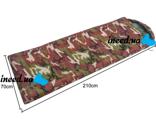 Sleeping bag Tramp TR-2175 up to -20 degrees 210X75 cm Water-repellent Insulated Tourist Winter Sleeping Bag with Hood and Cover Camouflage