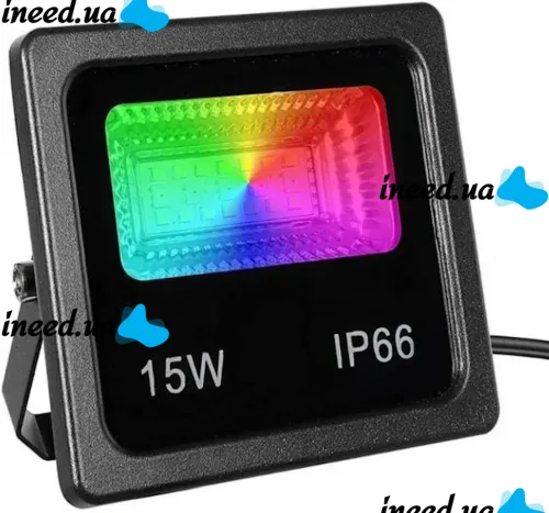Уличный светодиодный прожектор RGB Flood LB-7980 Light с Bluetooth управлением от телефона, LED Фонарь 15W с монтажным креплением для освещения IP66 от сети
