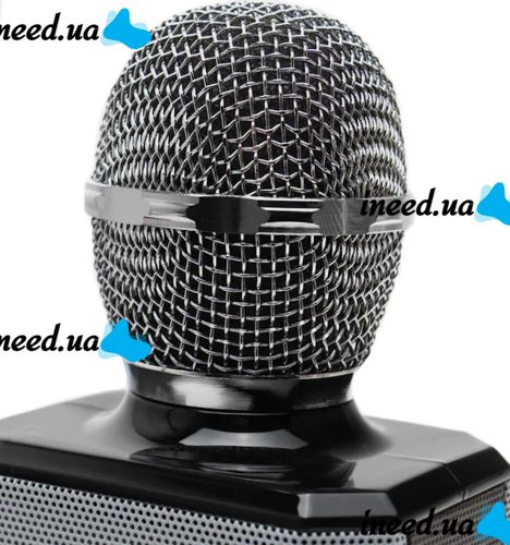 Беспроводной караоке микрофон WSTER WS-1828 Bluetooth USB AUX FM со встроенной колонкой и 4 тембрами голоса на аккумуляторе с динамиком WS1828 Черный