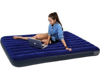 Надувной одноместный матрас Avenli Flocked Air Bed Single 191х99х22см до 150 кг с велюровым покрытием, Надувная кровать на 1 место с насосом Синий