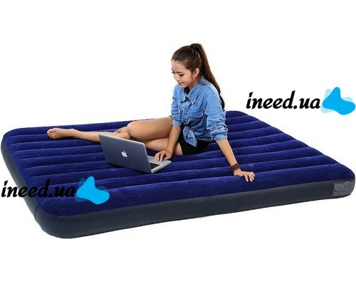 Надувной одноместный матрас Avenli Flocked Air Bed Single 191х99х22см до 150 кг с велюровым покрытием, Надувная кровать на 1 место с насосом Синий