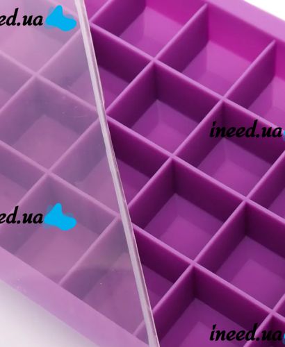 Силиконовая многоразовая форма Silicone Ice Cubes Make для заморозки льда и шоколада с крышкой на 24 ячейки, Лоток поднос для хранения льда 24 кубика