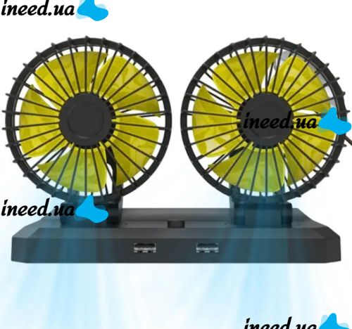 Автомобильный поворотный двойной вентилятор Vehicle Fan F404 4" с питанием от USB, охлаждающий мини-вентилятор 3 скорости на приборную панель