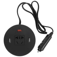 Автомобильный тройник инвертор Travel Car Power Liyuan DC-AC 12-220V 75W от прикуривателя, Универсальный USB адаптер сплиттер 12/24V в авто