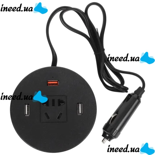 Автомобильный тройник инвертор Travel Car Power Liyuan DC-AC 12-220V 75W от прикуривателя, Универсальный USB адаптер сплиттер 12/24V в авто