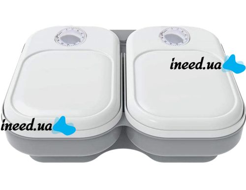Автоматическая двойная кормушка дозатор 2-Meal Pet Feeder MA-6 для собак и кошек 659-3 с таймером, Комплект кормушек 2шт по 600 мл для животных