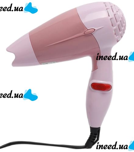Folding travel hair Dryer PRO BaByliss Coco 1000w for styling and drying hair with a collapsible handle, a concentrator nozzle and a thermostat Pink