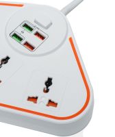 Универсальный сетевой фильтр удлинитель Anti-Static Socket Remax BKL-07 на 3 розетки 4 USB 3.4A, Электрический тройник с предохранителем PS07 Белый