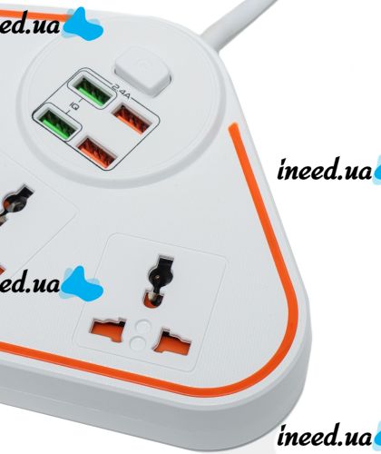 Универсальный сетевой фильтр удлинитель Anti-Static Socket Remax BKL-07 на 3 розетки 4 USB 3.4A, Электрический тройник с предохранителем PS07 Белый