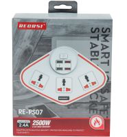 Универсальный сетевой фильтр удлинитель Anti-Static Socket Remax BKL-07 на 3 розетки 4 USB 3.4A, Электрический тройник с предохранителем PS07 Белый