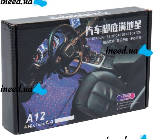 Универсальная автомобильная RGB led подсветка A12 DL-00126 в салон с пультом ДУ, Ленты для подсветки машины с музыкальной синхронизацией 99807