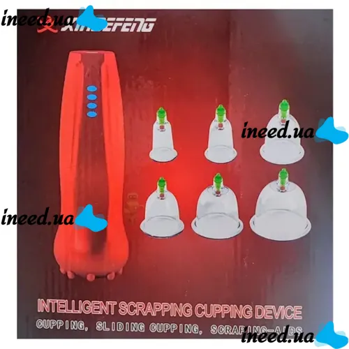 Lymphatic Drainage Vacuum Massager Xindefeng DF-665 6 Vacuum Massage Jars, Cupping Battery Massager Gouache Jars for Home Therapy