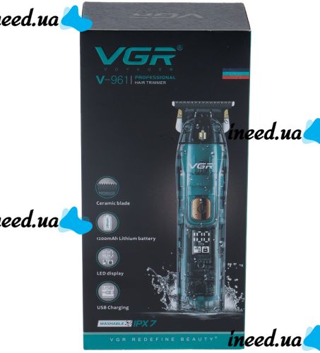 Беспроводная машинка VGR V-961 для стрижки волос с насадками, Аккумуляторный триммер электробритва для окантовки бороды и усов с дисплеем V961 от USB