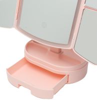 Настольное тройное зеркало Led Lighted WX-810 с подсветкой и органайзером для хранения косметики, Косметическое аккумуляторное зеркало с увеличением