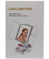 Настольное тройное зеркало Led Lighted WX-810 с подсветкой и органайзером для хранения косметики, Косметическое аккумуляторное зеркало с увеличением