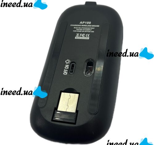 Бездротова комп'ютерна мишка Zornwee AP100 Bluetooth з RGB підсвічуванням на акумуляторі, ігрова акумуляторна миша BauTech з 2.4 GHZ для комп'ютера Чорна