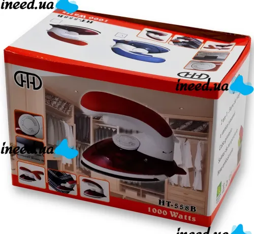 Ручной паровой отпариватель Plymex HT-558B 1000W Blue 30 мл портативный дорожный утюг щетка для сухой и влажной глажки одежды от сети HT558B Синий