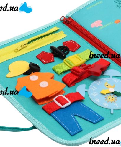 Developing sensorimotor board Lesko 5462 Blue bisiboard for learning and development of babies, Montessori handbag developing motor skills and sensorics of children