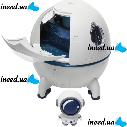 Акумуляторний зволожувач повітря нічник Space Capsule Humidifier MJ046 Ракета з астронавтом 1200 mAh з LED підсвічуванням Аромадифузор AND-9-20 Білий
