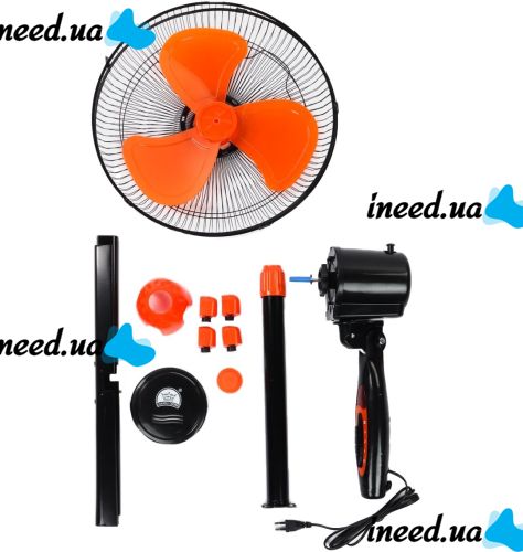 Підлоговий вентилятор Domotec MS-1619 40 см stand fan 16" дюймів 40W помаранчевий Домотек Orange на телескопічній ніжці з поворотом і нахилом