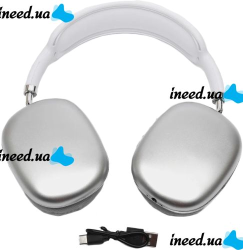 Overhead Wireless Bluetooth Headphones Macaron P9 Max with Aux, Full-size Bluetooth Stereo Headphones with microSD Memory Card Slot, TF Card White