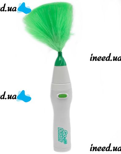 Вращающаяся электрощетка Go Duster для удаления пыли 3 насадки Щетка метелка для профессиональной уборки на батарейках с насадками Гоу Дастер Зеленая