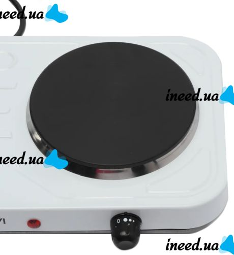 Настольная электроплита Domotec MS-5822 1000W на 2 конфорки диск, Двухконфорочная электрическая плита 1000Вт с термостатом на 5 положений Белая