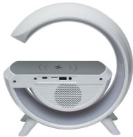Desktop Smart Lamp Night Light 4 In 1 RGB BT-3401 Rechargeable with 15W Wireless Charging and Bluetooth Speaker, Light Sound Speaker White