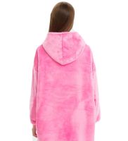 Толстовка-плед с капюшоном Huggle Hoodie Ultra Plush Blanket 2в1 унисекс оверсайз худи плюшевый плед с рукавами на флисе 74Х110 см Розовая