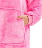Толстовка-плед с капюшоном Huggle Hoodie Ultra Plush Blanket 2в1 унисекс оверсайз худи плюшевый плед с рукавами на флисе 74Х110 см Розовая