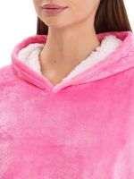 Толстовка-плед с капюшоном Huggle Hoodie Ultra Plush Blanket 2в1 унисекс оверсайз худи плюшевый плед с рукавами на флисе 74Х110 см Розовая
