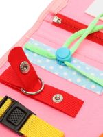 Developmental sensorimotor board Lesko 5462 Pink bisiboard for learning and development of babies, Montessori handbag developing motor skills and sensorics of children