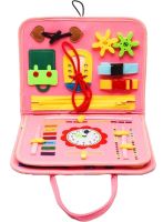 Developmental sensorimotor board Lesko 5462 Pink bisiboard for learning and development of babies, Montessori handbag developing motor skills and sensorics of children