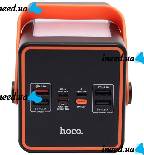Портативное зарядное устройство Power Bank HOCO J107 90000 mAh 22.5W с фонариком Внешний аккумулятора повербанк Хоко 4USB 1TYPE-C для зарядки Черный