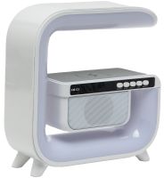Настольная смарт лампа ночник RGB XM-G3 аккумуляторный с беспроводной зарядкой 15W и Bluetooth колонкой, Блютуз колонка G3 с подсветкой Белая