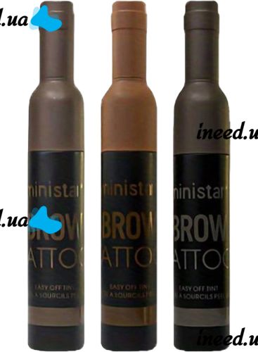 Водостойкая краска тинт Ministar Brow Tattoo Black Черный с тату эффектом для подчеркивания бровей, Маркер гель #102 10 мл для татуировки бровей