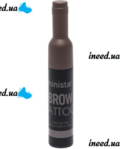 Водостойкая краска тинт Ministar Brow Tattoo Black Черный с тату эффектом для подчеркивания бровей, Маркер гель #102 10 мл для татуировки бровей