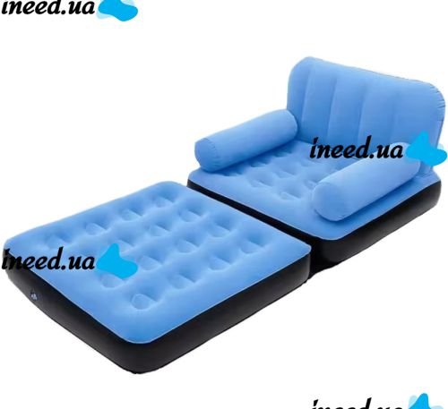Inflatable single transformer chair Bestway 67277 up to 160kg with reclining back and armrest, single sofa bed 191x97x64 cm for relaxation