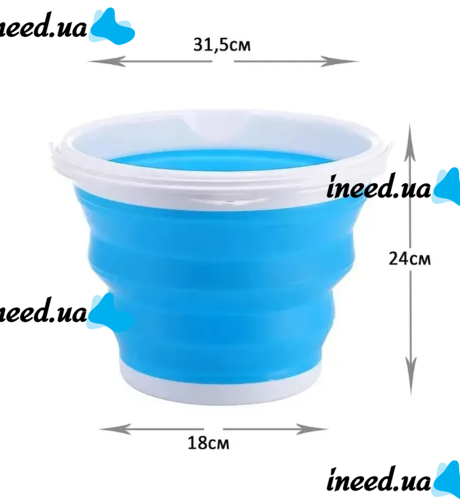 Складное силиконовое ведро на 10 литров Collapsible Bucket Emmer CB-10, туристическое универсальное круглое ведро Supretto с ручкой 10л