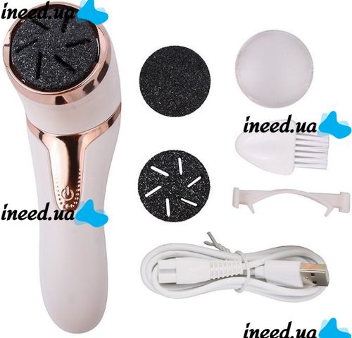 Беспроводная пемза Callus Remover Y2023-1 для чистки пяток и удаления мозолей, Шлифовальная пилка с 2 насадками для удаления грубой кожи Белая