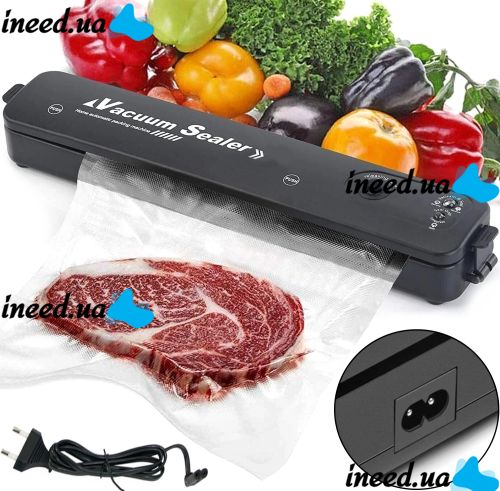 Вакуумный упаковщик пакетов New Vacuum Sealer LP-11 автоматический вакууматор, аппарат вакуумайзер для упаковки и хранения еды, продуктов Черный