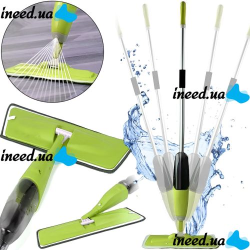 Швабра с распылителем и емкостью для воды Healthy Spray Mop 350 мл портативная швабра спрей с насадкой из микрофибры для уборки и мытья пола Зеленая